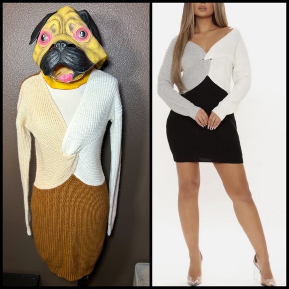 CRAVE FAME, color block, twist, sweater dress!! - Picture 1 of 9